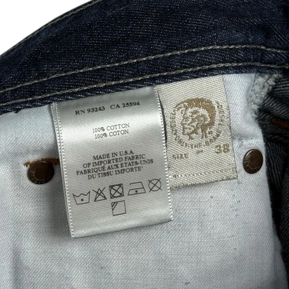 DIESEL Mens 38 X 32 Jeans Larkee Wash 0RUS7 Blue Regular Straight 100% Cotton